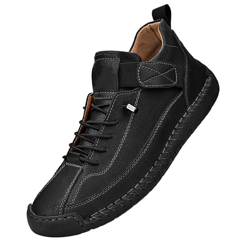 Wanderschuhe Herren Wasserdicht Leicht Schnürschuhe Barfuss Schuhe Ergonomischer & Schmerzlindernder Leder-Barfußschuh Flach rutschfest Barfußschuhe Flache Sohle Freizeitschuhe Verschleißfest von Generisch