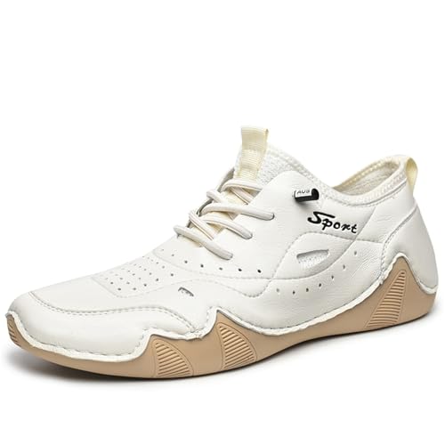 Wanderschuhe für Herren, Freizeitschuhe, Herren-Loafer, modische Leder-Sneaker, weiß, 39 2/3 EU Wanderschuhe für Herren, Freizeitschuhe, Herren-Loafer, modische Leder-Sneaker, weiß, 39 2/3 EU von Generisch