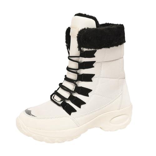 Wanderstiefel Damen Leicht Hoch, Winterschuhe Damen Gefüttert Schneestiefel Winter Schnürstiefel Orthopädische Winterstiefel rutschfeste Sohle Winterschuhe Thermo Halbstiefel Damenstiefel von Generisch