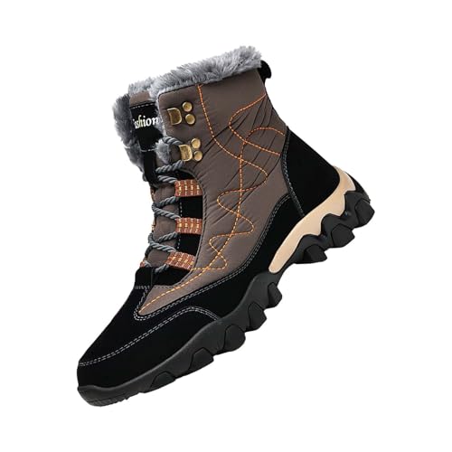 Wanderstiefel Herren Winter, Schneestiefel Gefüttert und Wasserdicht, Stiefel Hochschaft Trekkingstiefel Flach Wanderschuhe Einfarbig Winterschuhe Rutschfest Trekkingschuhe Boots Winter von Generisch