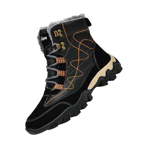 Wanderstiefel Herren Winter, Schneestiefel Gefüttert und Wasserdicht, Stiefel Hochschaft Trekkingstiefel Flach Wanderschuhe Einfarbig Winterschuhe Rutschfest Trekkingschuhe Boots Winter von Generisch