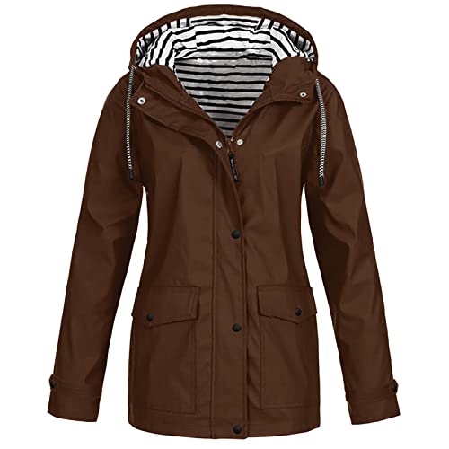 Warehouse Deal, Herbstjacke Sale, Damen Jacke Übergang Herbstjacke Outdoor-Winddicht Plus -Jacke Mit Kapuze Regenmantel Frauen Regen Wasserdicht Damenmantel Edle Mäntel Damen, Angebote Klamotten von Generisch