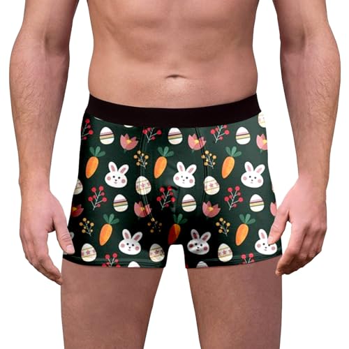 Warehouse Deal Boxershorts Herren Ostern Lustige Boxer Shorts Osterhasen-Serie Stretch Osterboxershort Funky Unterhosen Männer Oster Geschenke Mode Retroshorts Ostern Kostüm Unterwäsche von Generisch