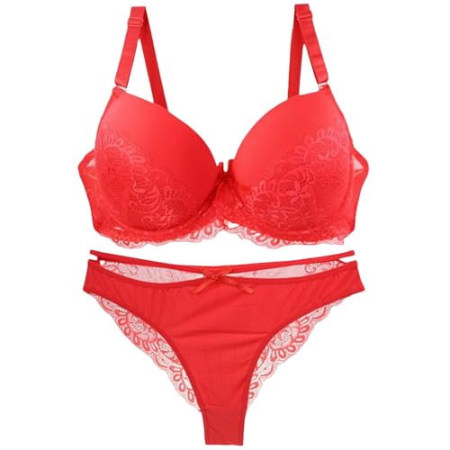 Warehouse Deal Schnäppchen Angebote BH Set Damen Unterwäsche Set BH Und Slip Frauen Spitzen Push Up BH Set Große Größen Super Bequemer BH Dessous Set Reizwäsche Warehouse Deals Sale Bekleidung von Generisch