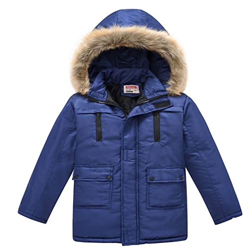 Generisch Winterjacke Mädchen Daunenjacke Verdicken Mantel Warm Wintermantel mit Abnehmbar Kapuze Jacken Puffer Jacket Kinder Parka Kapuzenjacke Daunenmantel Winterparka Marine, 5-6 Jahre von Generisch