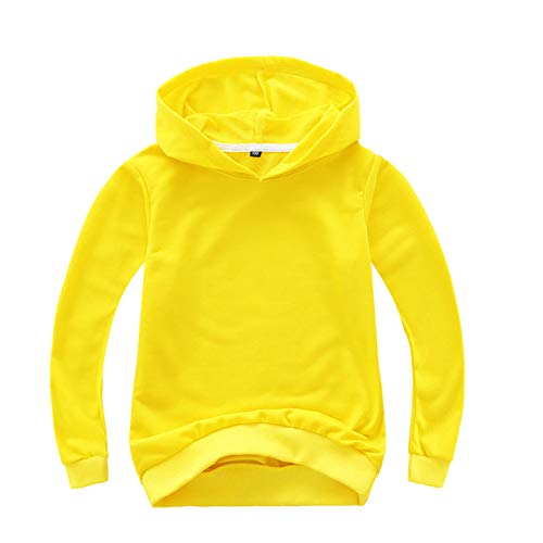 Hoodie Mädchen Kinder Kapuzenpullover Baumwolle Tops Einfarbig Sweatshirt Kleidung Bekleidung Oberteile Kleinkind Sportshirt Pullover Top Junge Long Sleeve Top Gelb,130 von Generisch