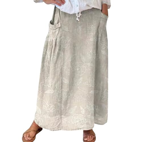 Warehouse Deals Angebote Outlet Angebote Midi Rock Damen Damenrock Aus Leinen Mit Und Blumenmuster Im -Stil Jeansrock Fransen Angebote des Tages Heute Blitzangebote von Generisch