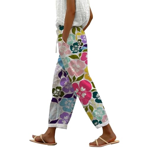 Warehouse-Deals Angebote Tages Blitzangebote Damen 7/8 Hose Damen Sommer Leicht Capri Leinenhose Sommerhose Baumwolle Leinen Stoffhose Lockere Strandhose Freizeithose Blitzangebote Des Tages von Generisch