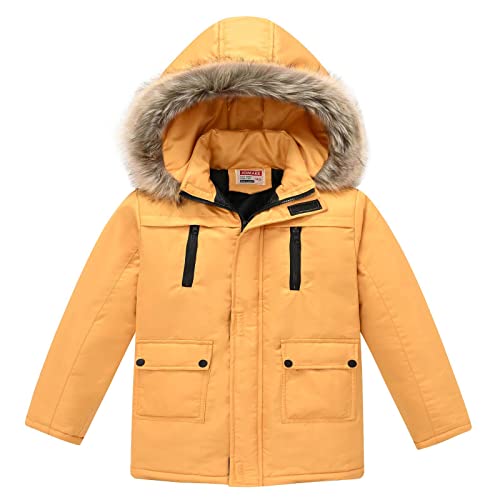 Generisch Winterjacke Mädchen Daunenjacke Mantel Warm Wintermantel mit Abnehmbar Kapuze Jacken Puffer Jacket Kinder Parka Kapuzenjacke Daunenmantel Winterparka Orange, 9–10 Jahre von Generisch