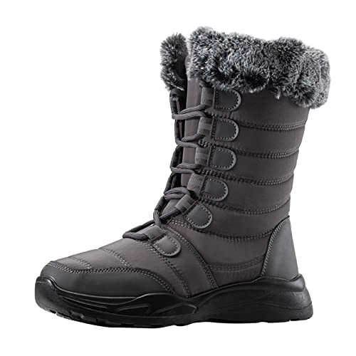 Warm Gefüttert Winterschuhe Damen - Schneestiefel Halblang Schnürstiefel Wasserdicht Outdoor Trekking Wanderschuhe rutschfeste Winterstiefel Plateau Stiefeletten Fleece Damenstiefel von Generisch