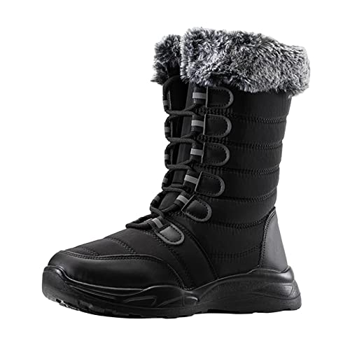 Warm Gefüttert Winterschuhe Damen - Schneestiefel Halblang Schnürstiefel Wasserdicht Outdoor Trekking Wanderschuhe rutschfeste Winterstiefel Plateau Stiefeletten Fleece Damenstiefel von Generisch