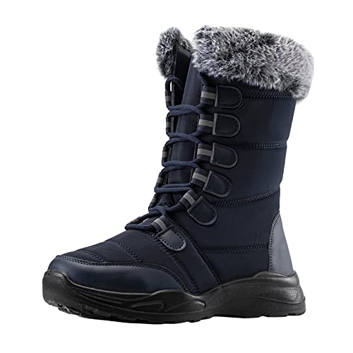 Warm Gefüttert Winterschuhe Damen - Schneestiefel Halblang Schnürstiefel Wasserdicht Outdoor Trekking Wanderschuhe rutschfeste Winterstiefel Plateau Stiefeletten Fleece Damenstiefel von Generisch