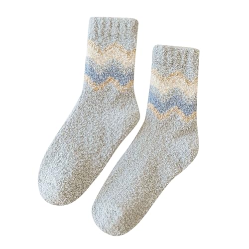 Warm Korallenfleece Socken Damen Mittelrohr Dicke Winter Kuschelsocken Flauschig Gemütlich Thermosocken Atmungsaktiv Rutschfest Schlafsocken Weich Haussocken mit Drucken von Generisch