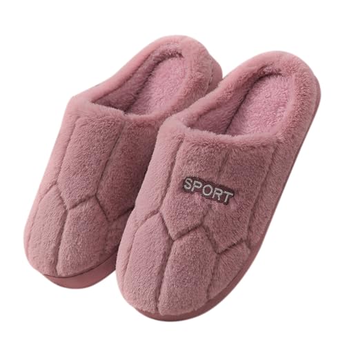 Warme Baumwolle Flache Haushalt Frauen Slipper Bequeme Pantoffeln Modische Damen Freizeitschuhe Schuhe Offene Ferse (Red, 38-39) von Generisch