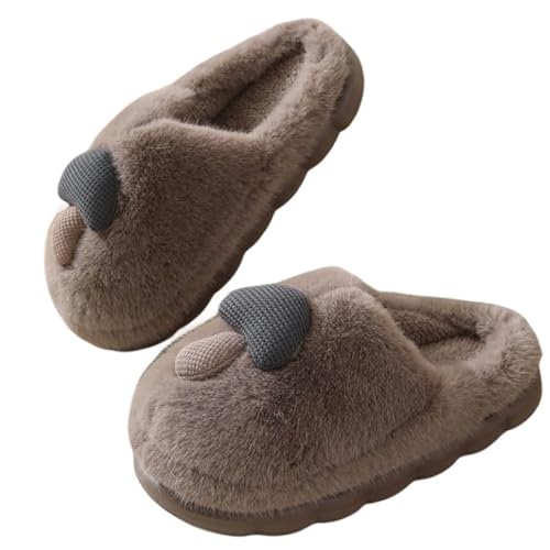 Warme Damen Hausschuhe Memory Foam Retro Weiche Plüsch Gemütliche HüttenschuheIdeale Drinnen Draußen (Coffee, 41) von Generisch