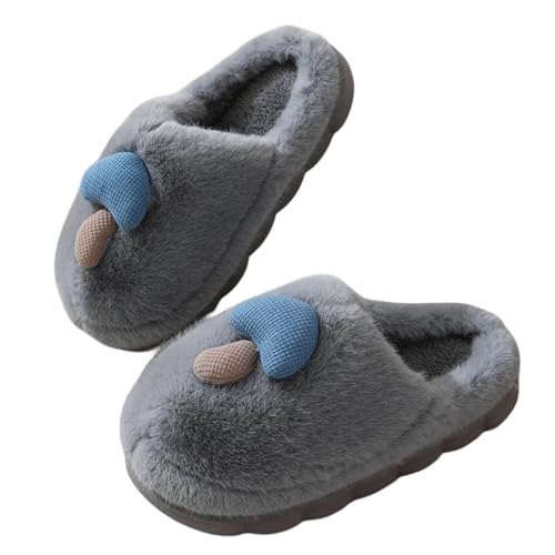 Warme Damen Hausschuhe Memory Foam Retro Weiche Plüsch Gemütliche HüttenschuheIdeale Drinnen Draußen (Grey, 45) von Generisch