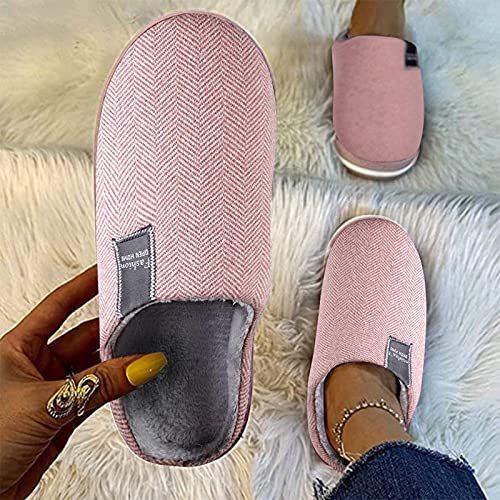 Warme Damenhausschuhe Baumwolle weiche Sohlen Bequeme Innenschuhe hochwertige Slipper für Frauen vielseitige Alltagsschuhe (Watermelon Red, 40-41) von Generisch