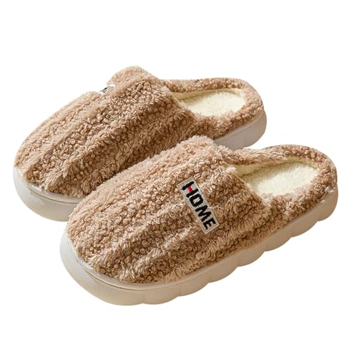 Warme Hausschuhe Damen Winter, Schlappen Damen Winter Elegant Freizeitschuhe Memory Foam Slippers Paar Pantoffeln Leichte Rutschfeste Plüschhausschuhe Weich Hüttenschuhe Liebespaar Pantoffeln von Generisch