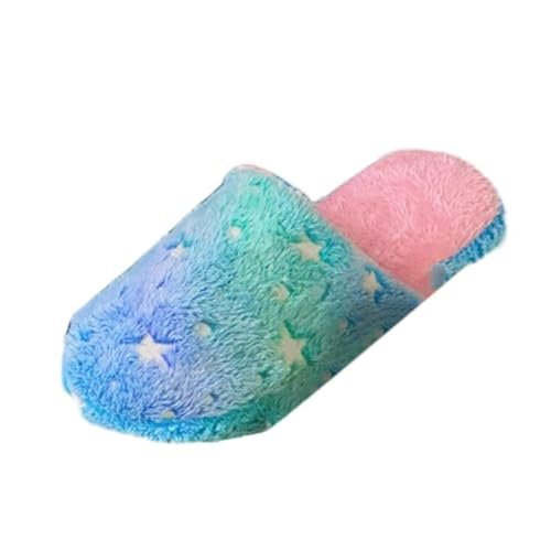 Warme Hausschuhe für Frauen Bequeme Winterzimmer Slipper mit Rutschfester Sohle Weiche Baumwolle Dicke Unterseite für (Blue, 37) von Generisch