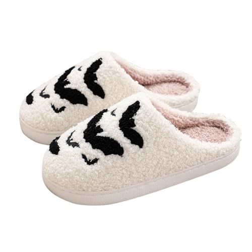 Warme HerbstWinter Weihnachten Hausschuhe Damen Flauschigem Plüsch mit Rutschfester Sohle Geschlossene Pantoffeln für Den Innenbereich Gemütlich Hautfreundlich Slipper von Generisch