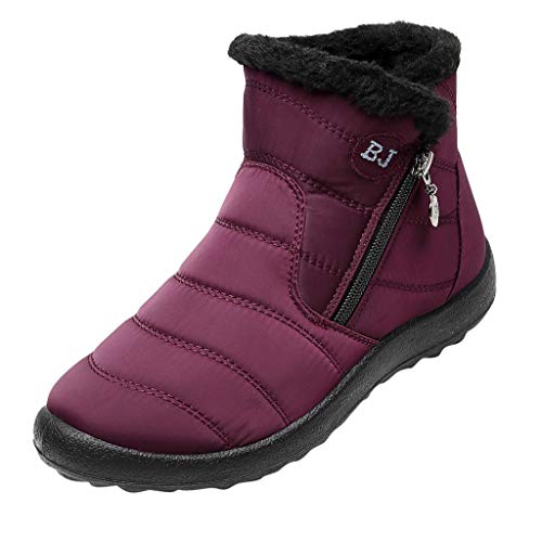 Warme Stiefeletten Baumwolle Kurz Damen Botas Winter Nylon Stiefel Schuhe Damenstiefel Weiche Warme Stiefel Frauen, rot, 38.5 EU von Generisch
