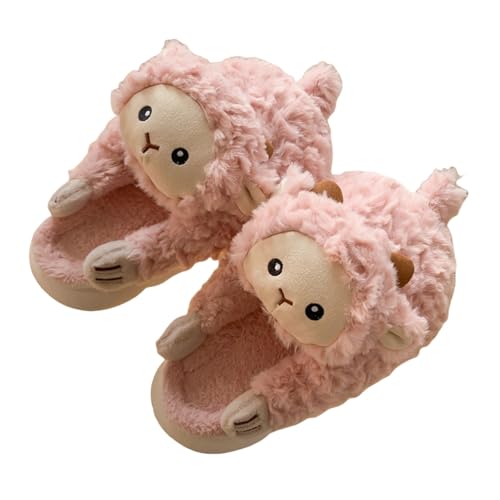 Warme Winter Pantoffeln Damen - Hausschuhe Damen Winter Lustig Pantoletten Draussen Slippers Bequeme Slipper Kunstpelz Schlappen Rutschfest Hüttenschuhe Leicht Bettschuhe Casual Hausschlappen von Generisch