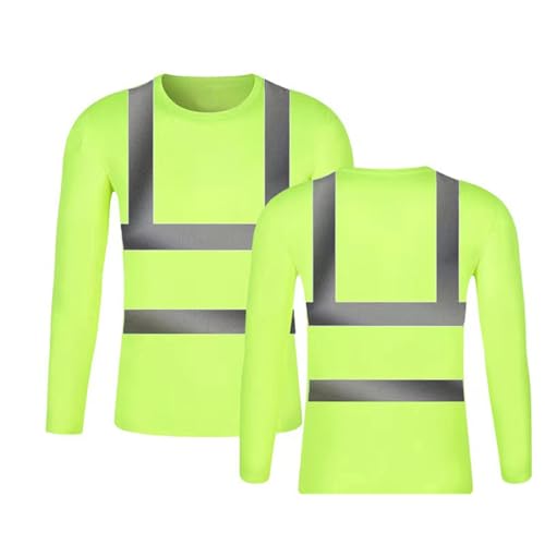 Warnschutzshirt Herren Schnelltrocknend Atmungsaktiv Warnschutz T-Shirt Reflektierend Gelb Sicherheits Tshirt Arbeitskleidung Sicherheitshemd Langarmshirt Sichtbarkeit Hemden von Generisch