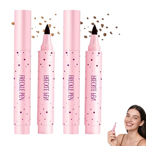 Wasserdicht Freckle Pen, 2025 Neu Sommersprossen Stift, Sommersprossen Stempel Schnell Trocknende Sommersprossen-Make-up-Werkzeug für Natürlicher Lebensechter Gefälschter (Dunkelbraun*2) von Generisch