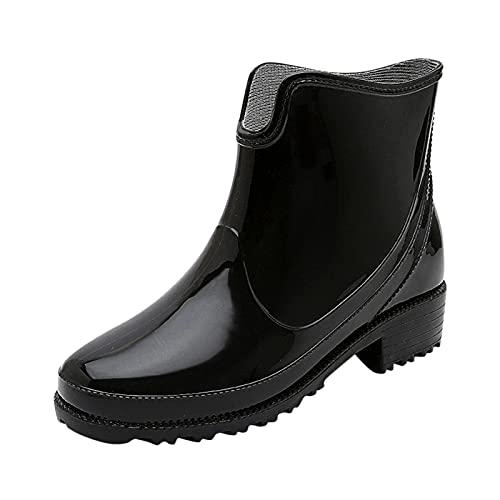 Wasserdicht Gummistiefel Damen，Komfort Stylische Regenstiefel，Hohe Gummischuhe，Rutschfeste Outdoor Arbeitsstiefel，Wasserdicht & Anti-Rutsch Robuste Regenschuhe，Geeignet Regentag Rutschiger Boden von Generisch