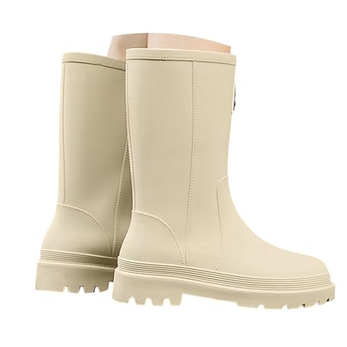 Wasserdicht Gummistiefel Damen Herren Halbhoch Stiefeletten rutschfeste Regenstiefel Hiking Flach Gummistiefel Safety Reitschuhe Bequeme Schick Elastische Regenstiefel von Generisch