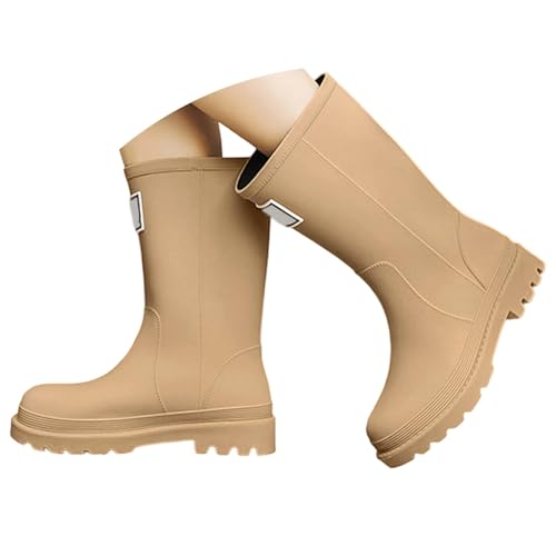 Wasserdicht Gummistiefel Damen Herren Halbhoch Stiefeletten rutschfeste Regenstiefel Hiking Flach Gummistiefel Safety Reitschuhe Bequeme Schick Elastische Regenstiefel von Generisch