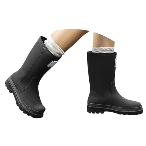 Wasserdicht Gummistiefel Damen Herren Halbhoch Stiefeletten rutschfeste Regenstiefel Hiking Flach Gummistiefel Safety Reitschuhe Bequeme Schick Elastische Regenstiefel von Generisch