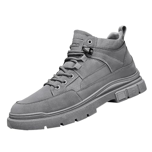 Wasserdicht Wanderschuhe Herren High Top Trekkingschuhe Einfarbig Wanderstiefel Sicherheitsschuhe Leicht Komfort Arbeitsschuhe LäSsig Sportschuhe Outdoor Fitnessschuhe Turnschuhe von Generisch