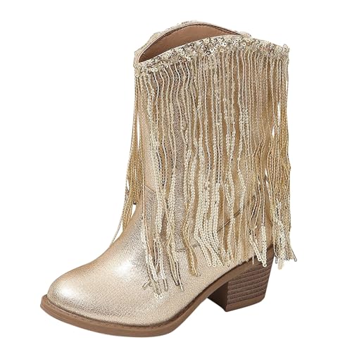 Wasserdicht Winterstiefel Fashion Big Kids Winter Water Proof Flat Keep Warm Boots Comfortable Shoes Winterschuhe (Gold, 28.5 Little Child) von Generisch