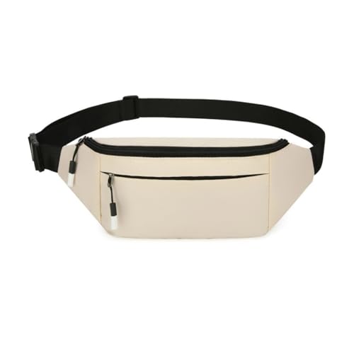 Wasserdichte Hüfttasche mit mehreren Taschen, großer Brustgürtel, Geldbörse für Reisen und Sport, beige von Generisch