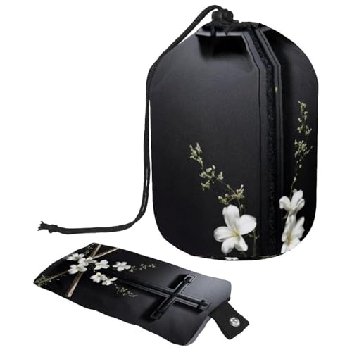 Wasserdichte Make-up-Tasche für Damen, geräumige Reise-Kosmetikaufbewahrung, Oster-schwarzes Kreuz, mehrfarbig, 9.9x6.9in/25.2x17.6cm;6x3.5in/15.2x8.8cm von Generisch