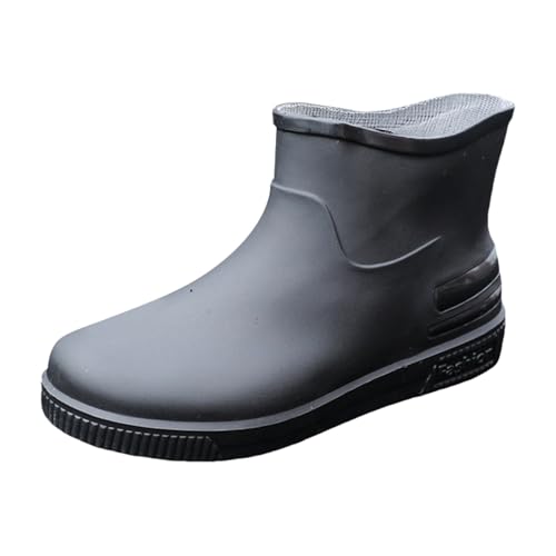 Wasserdichte Schuhe Damen Leicht Gummistiefel Kurz Damen Wasserdicht Retro-Stil Weitschaft Weiche Fussbett Einfarbig Stiefeletten Leichte Weit Langschaft Elastische Regenschuhe Weit von Generisch
