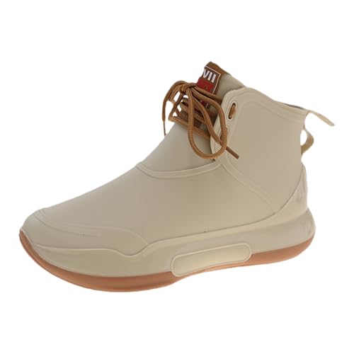 Wasserdichte Schuhe Damen On Damen Gummistiefel Kurz Wasserdicht Retro-Stil Weitschaft Breite Füße Einfarbig Stiefeletten Mode Weit Langschaft Elastische Regenschuhe Bequem von Generisch