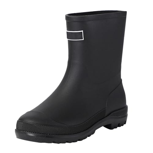 wasserdichte Schuhe Damen On Gummistiefel Damen Wasserdicht Retro-Stil Weitschaft Weiche Fussbett Einfarbig Stiefeletten Leichte Weit Langschaft Elastische Regenschuhe Bequem von Generisch