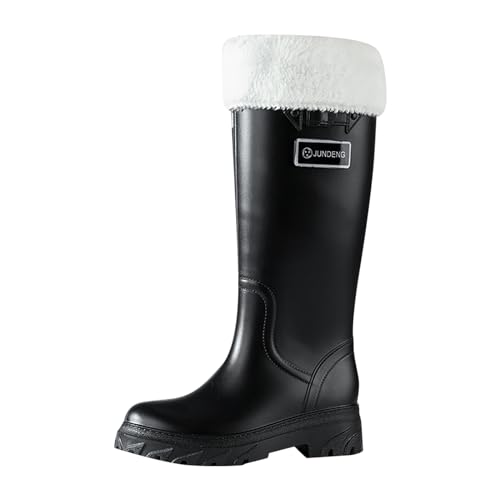 Wasserdichte Schuhe Elegant Leichte Regenschuhe Boots Gummistiefel Mädchen Gummi Gummischuhe Warm Bequem Schwarz 38 von Generisch