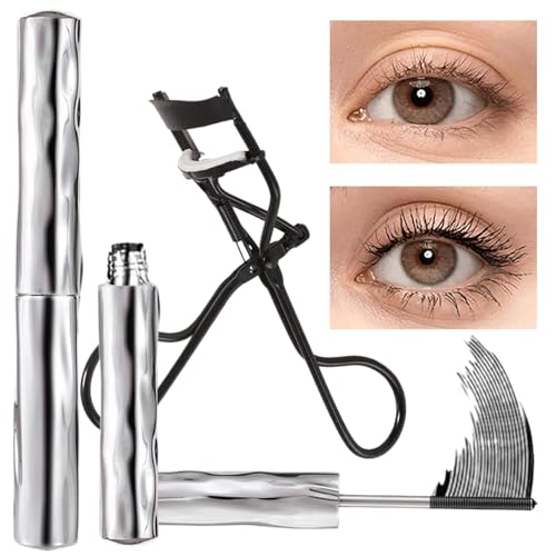 Wasserdichte Tube Technology Mascara,2 Stück Clumpenfreie Volumen Mascara | Wimpern Dramatischer Natürlicher Look mit Curler für Alltag Arbeit Party Abend Date Frauen Mädchen von Generisch