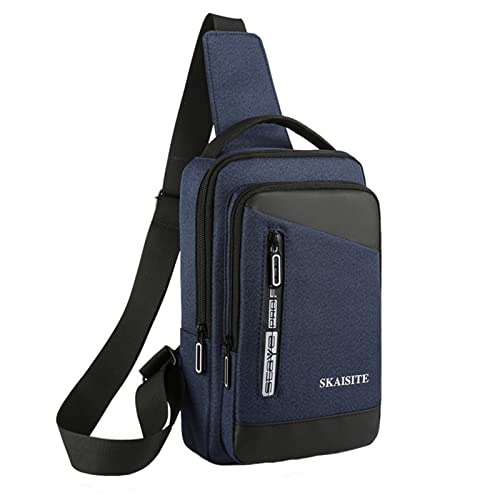 Wasserdichte Umhängetasche, einfarbig, Stoff, Outdoor, Freizeit, Anpassen, Brusttasche, Männer, Schulter, Umhängetasche Werkzeug Gürtel Taschen (Blue, One Size) von Generisch