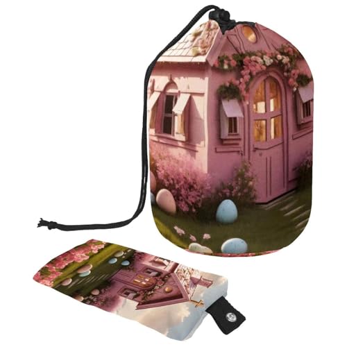 Wasserdichter Kulturbeutel mit Kordelzug – große Make-up-Tasche für Damen, rosa Oster-Kreuzhaus, mehrfarbig, 9.9x6.9in/25.2x17.6cm;6x3.5in/15.2x8.8cm von Generisch