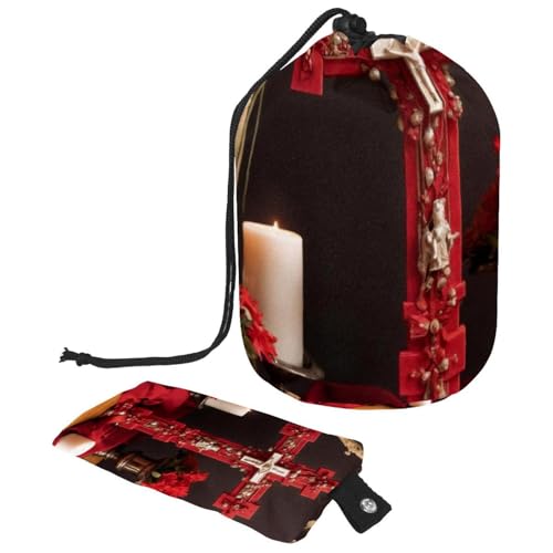 Wasserdichtes Make-up-Fass für Damen, geräumige Reise-Toiletry Aufbewahrung, Ostern rotes Kreuz, mehrfarbig, 9.9x6.9in/25.2x17.6cm;6x3.5in/15.2x8.8cm von Generisch