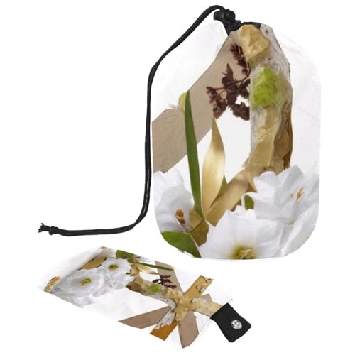 Wasserdichtes Make-up-Fass für Damen, praktischer Reise-Kosmetik-Organizer, Oster-weißes Kreuz, mehrfarbig, 9.9x6.9in/25.2x17.6cm;6x3.5in/15.2x8.8cm von Generisch