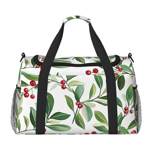 Wasserfarben-Mistelzweig-Reisetasche, Reisetasche, Weihnachten, Fitnessstudio, Übernachtung, Wochenendtasche für Männer und Frauen, leichtes Handgepäck für Workout, Urlaub von Generisch
