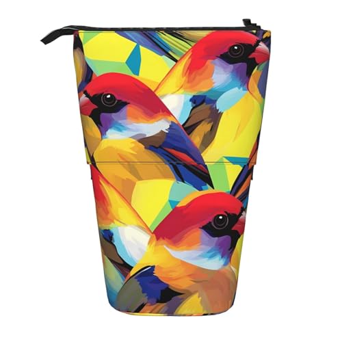 Wasserfarbenes, stehendes Federmäppchen mit Papageien, tropischer Vogel, Stifteetui, Teleskop-Federtasche, Pop-Up-Kosmetiktasche, Schreibwaren-Organizer für Schule, Büro, Reisen von Generisch