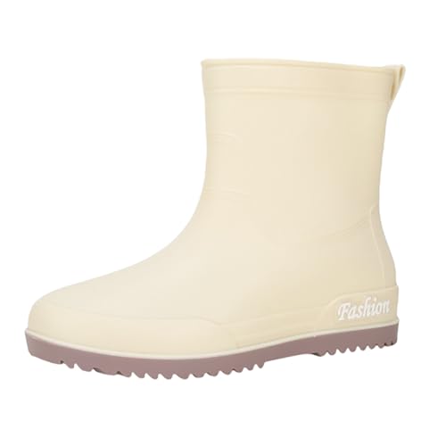 Wasserfeste Gummistiefel Damen，Rutschsicher Regenstiefel，Mit Flacher Sohle Regenschuhe，Bequeme Regenschuhe FüR DraußEn，Abriebfest Arbeitsschuhe，FüR Garten, Fischen & Outdoor von Generisch