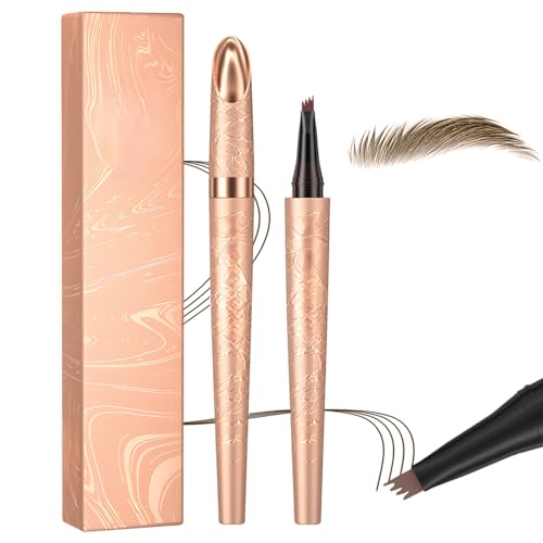 Wasserfester Augenbrauenstift mit Mikroschnitt-4-Gabel-Spitze, 2025 Neuer Microblading Augenbrauenstift, Lang anhaltendes Microblading Augenbrauen-Make-up für Haarähnliche Brauen (Hellbraun) von Generisch
