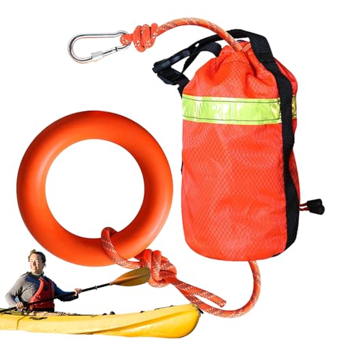 Wasserrettungs-Wurftasche – 16 m Wasserrettungsseile – reflektierende Sicherheitsausrüstung, schwimmende Zugfestigkeit bis 500 kg, Rafting-Zubehör für Damen und Herren, Kajakfahren, 16 m, Refer to von Generisch